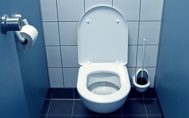 blue toilet